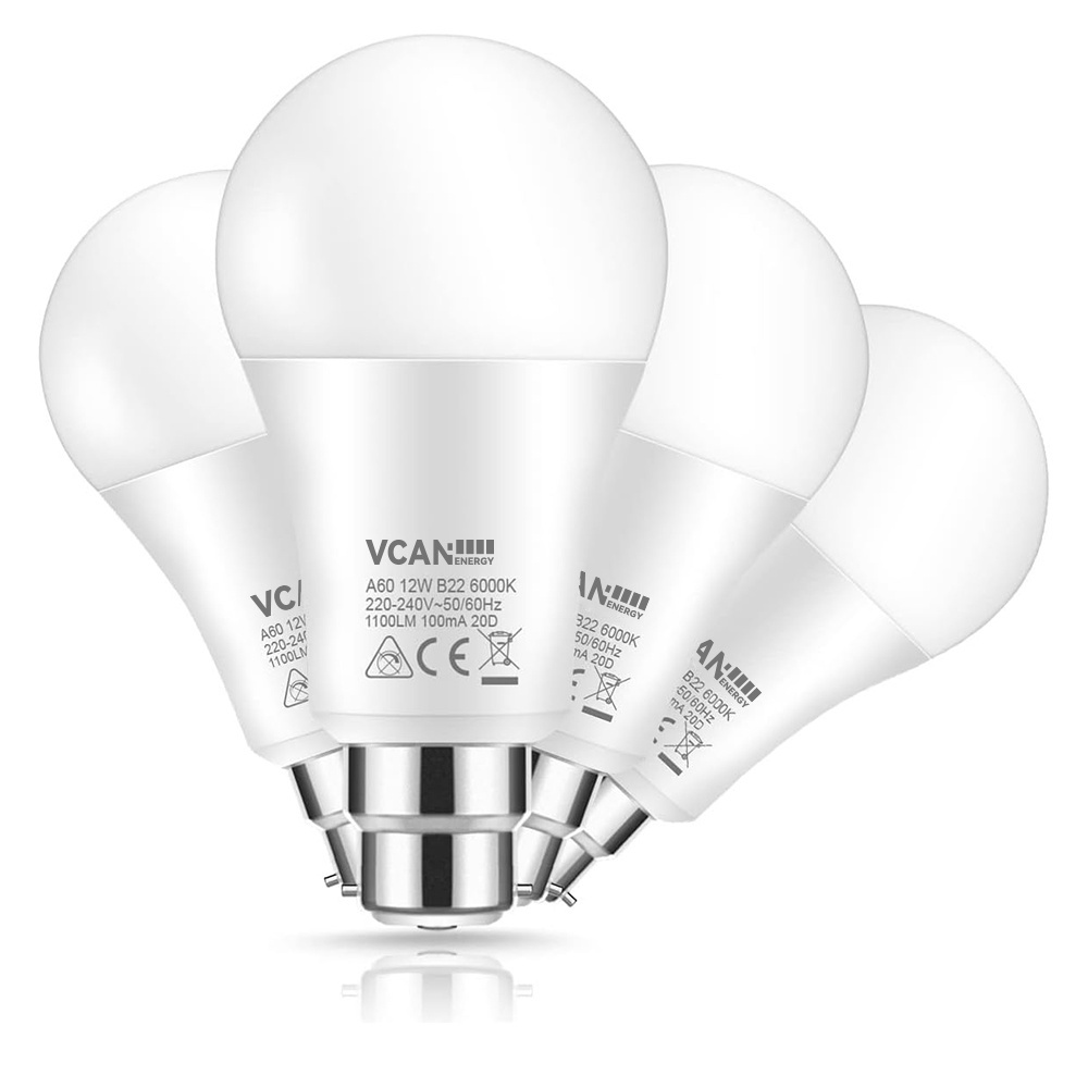 VCAN B22 LED Bulbs Super Bright 1100LM 12W A60 Frosted Globe Golf Ball Bulbs Energy Saving for Living Room Bedroom Led Bulb B22