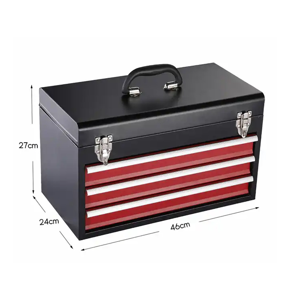 Professional Heavy-Duty Stainless Steel Tool Box Multi-Purpose Metal Toolbox with Portable Carrying Handles for Workshop Use