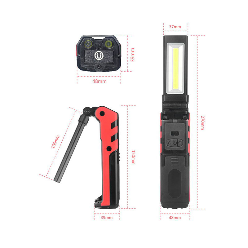 Usb Rechargeable Flexible Car Inspection Repair Flashlight Cob Led Work Light, Foldable Cob Work Light