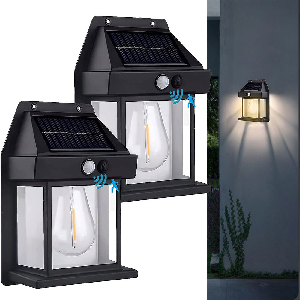 Solar Wall Lights Outdoor Wireless Dusk to Dawn Porch Lights Fixture Solar Wall Lantern 3 Modes Motion Sensor Light for Entryway