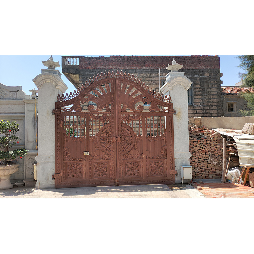 Hand Forged Galvanized Arched Steel Cast Aluminum Double Entry Doors High Quality House Main Gate Designs Aluminum Gate