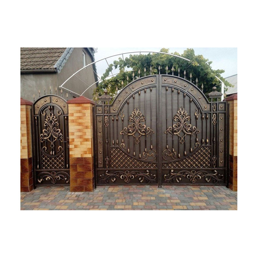 Wrought Iron Side Gates Decorative Wrought Iron Gate Accessories Latest Main Gate Design with Wheel Swing Gate