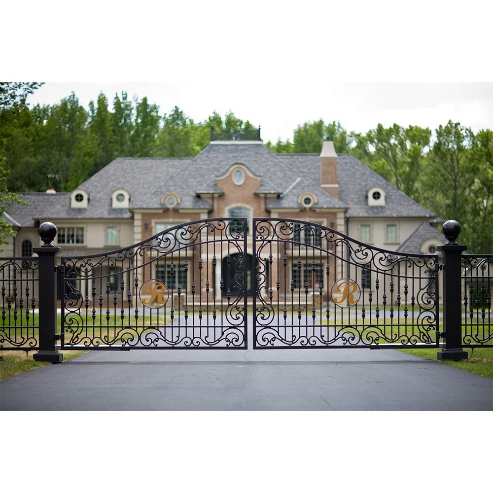 High Quality Portail Last Main Sliding Gate Grill Design Metallic Wrought Iron Gate Metal Wrought Iron Driveway Gates