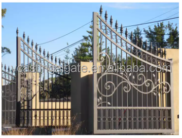 Custom Portail Last Main Entrance Gate Grill Design Sliding Metallic Wrought Iron Gate Metal Wrought Iron Driveway Gates