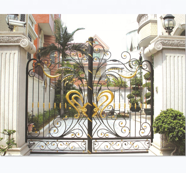 Custom Portail Last Main Entrance Gate Grill Design Sliding Metallic Wrought Iron Gate Metal Wrought Iron Driveway Gates