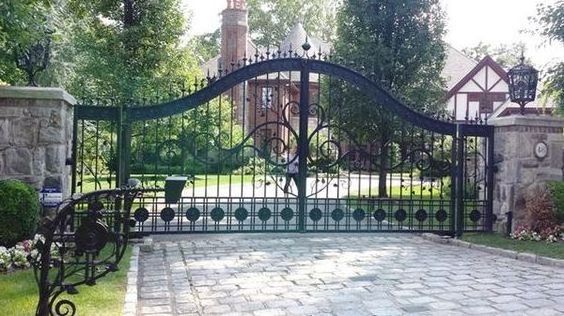 European electrical motor decorative nice elegant attractive wrought iron gate for the home gate