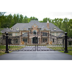 Outdoor Portail Last Main Entrance Gate Grill Design Sliding Metallic Wrought Iron Gate Metal Wrought Iron Driveway Gates