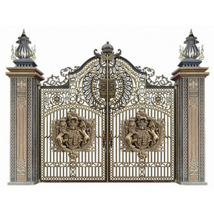 Hand Forged Galvanized Arched Steel Cast Aluminum Double Entry Doors High Quality House Main Gate Designs Aluminum Gate