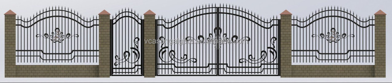 Custom Portail Last Main Entrance Gate Grill Design Sliding Metallic Wrought Iron Gate Metal Wrought Iron Driveway Gates