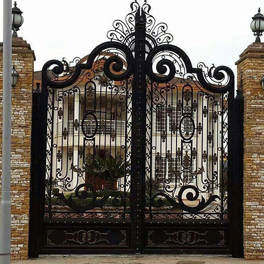 High Quality wrought iron gate design simple small main door iron compound wall gate design pakistan sliding gate