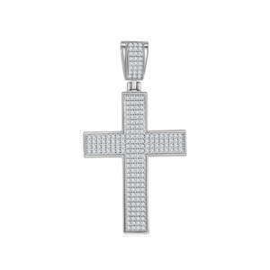 Hiphop VVS Moissanite Cross Pendant 925 Sterling Silver White Gold Plated Bling Moissanite Cross Necklace Unisex Jewelry