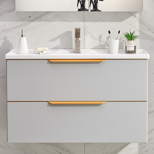 Popular style wall mounted european style mirror simple modular modern bathroom vanity cabinet