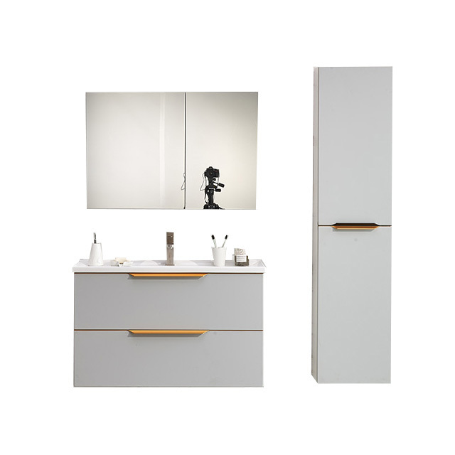 Popular style wall mounted european style mirror simple modular modern bathroom vanity cabinet