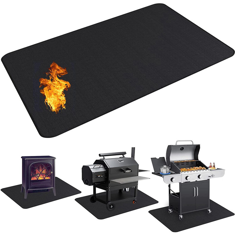 3-Layer heavy duty fire-proof silicone fiberglass bbq floor mat for outdoor grill