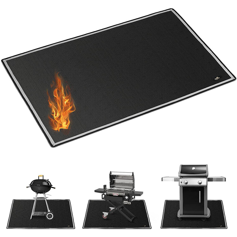 Doule-side silicone caoted fire-proof barbecue BBQ mats for outdoor under grill