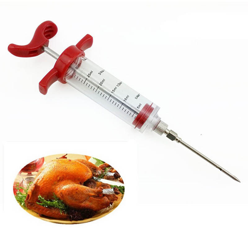 BBQ Tool Cook Meat Marinade Injector Flavor Syringe For Poultry Turkey Chicken Grill Cooking