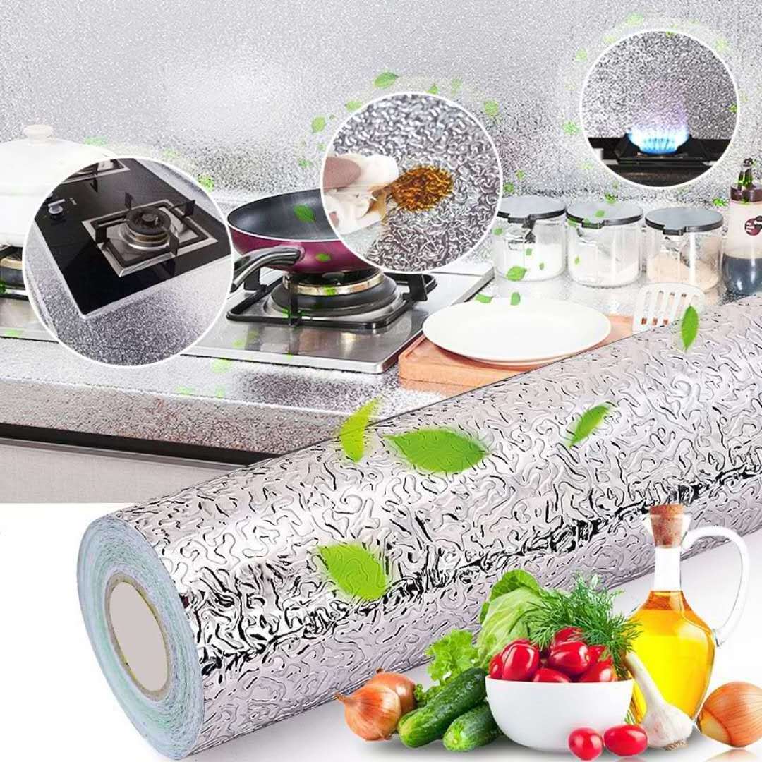 Kitchen Wall Sticker Waterproof Kitchen Back splash Stickers Wallpaper Kitchen Aluminum Foil Stickers