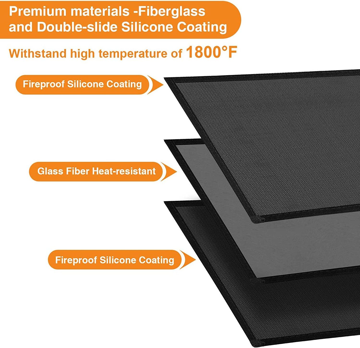 China manufacture 0.4mm thickness 500gsm heavy duty silicone coated fiberglass fabric for under grill mat firepit mat