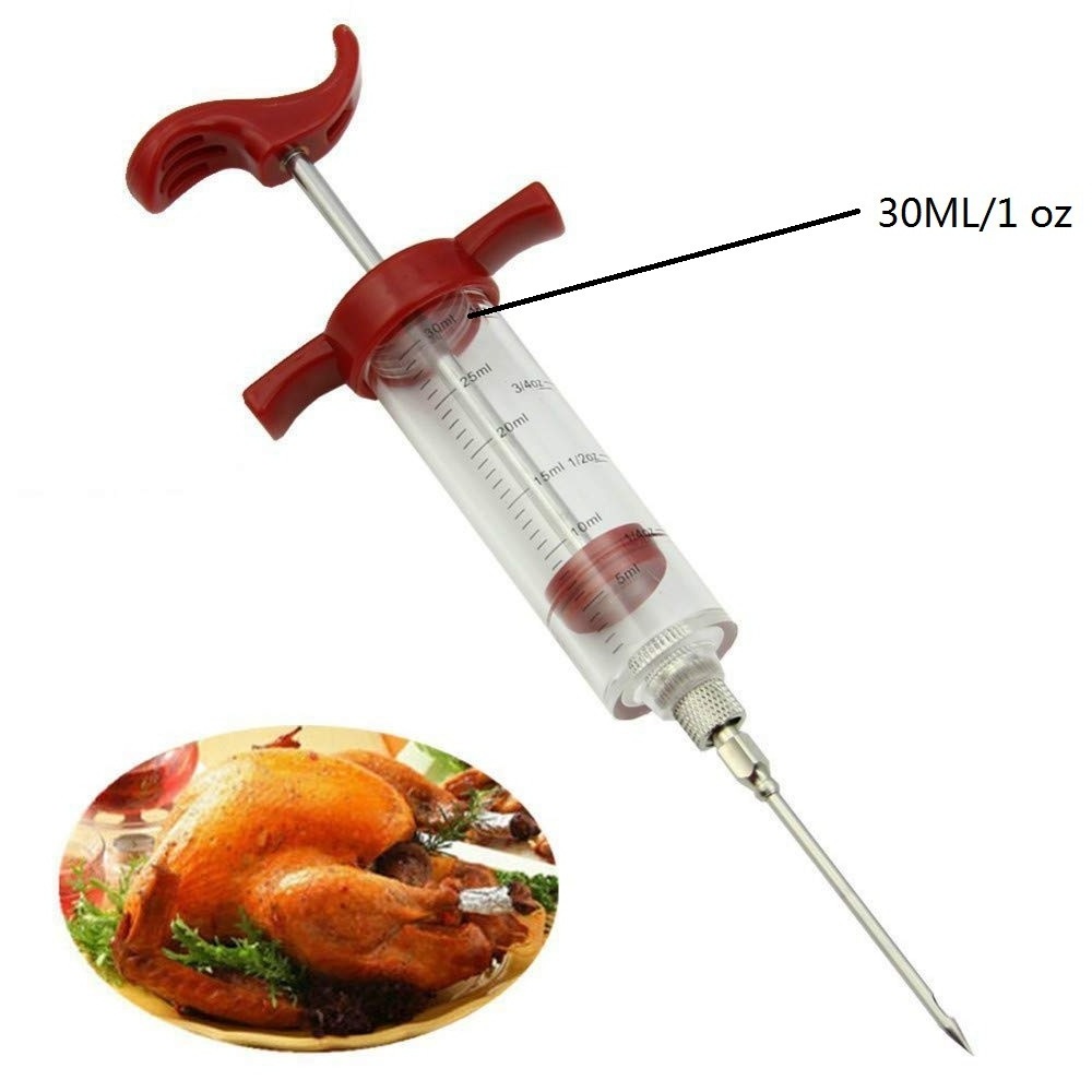 BBQ Tool Cook Meat Marinade Injector Flavor Syringe For Poultry Turkey Chicken Grill Cooking