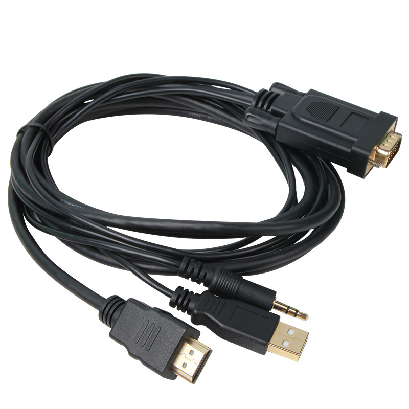 VCOM 1.8m Male to Male HDMI to VGA Cable with Audio for Computer Monitor FHD 1080P 60Hz HDMI Converter