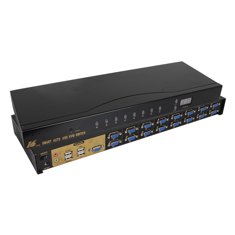 VCOM USB VGA KVM Switch 16 In 1 Monitor Switcher 1080P with IR Remote Control Rack Mount VGA Video KVM