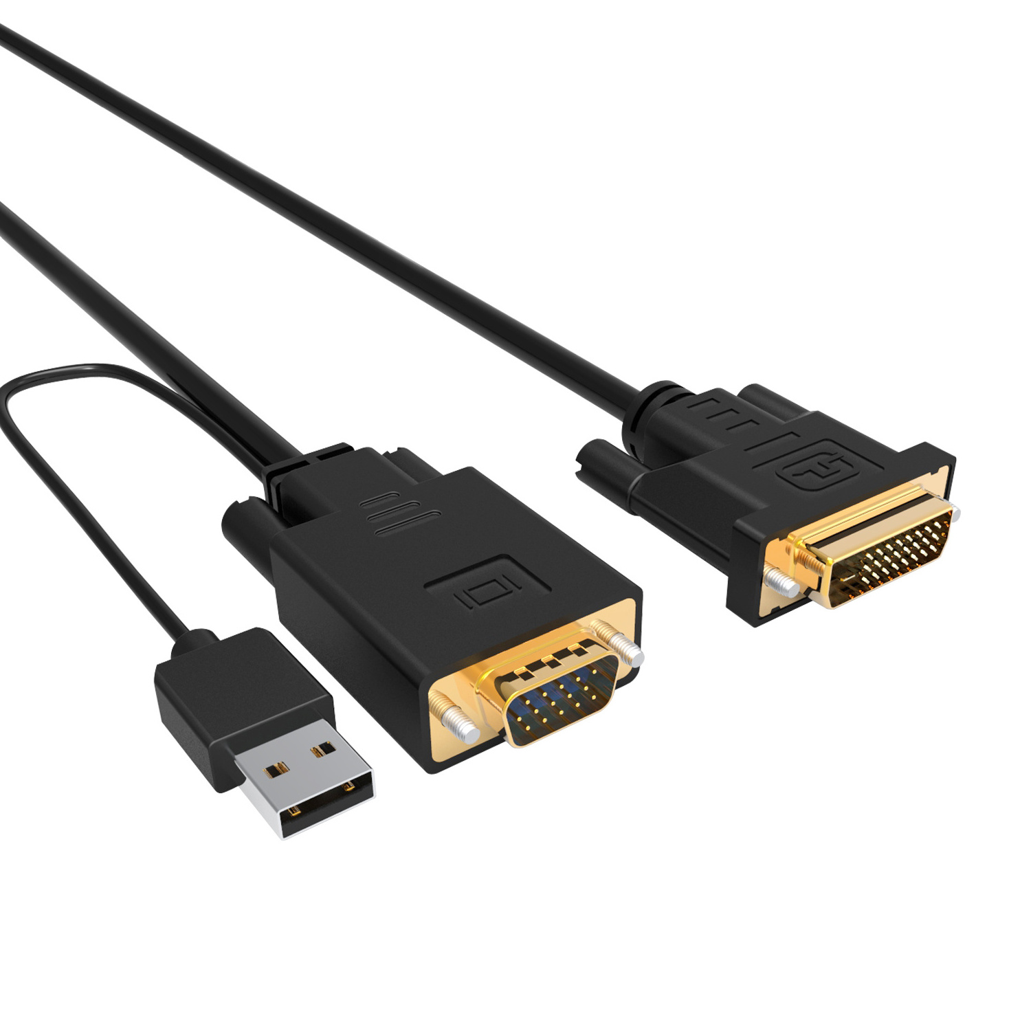 1.8m Gold Plated 1080P VGA to DVI D 24+1 Converter Adapter Cable with USB Power Supply for Projector Desktop