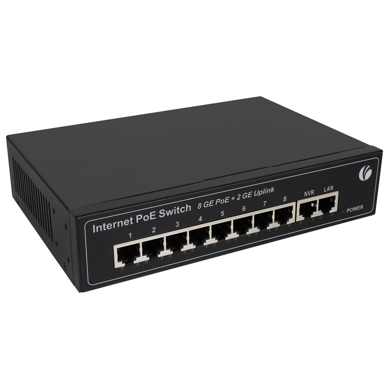 VCOM 8 Ports Ethernet POE Switch 1000Mbps with 2 Gigabit Uplink Network Switcher 10G for CCTV Camera IP Telephone