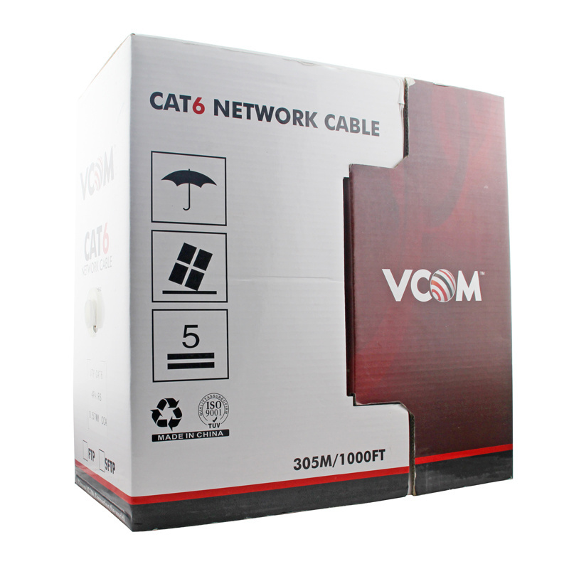 VCOM Cat6 Network Indoor Cable 305m 1000Ft 0.57mm CCA Bare Copper 8 Core 4 Pair UTP Network Ethernet Cable