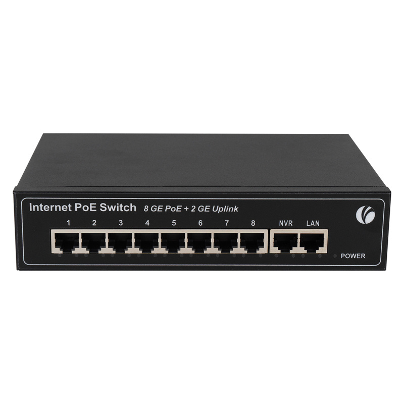 VCOM 8 Ports Ethernet POE Switch 1000Mbps with 2 Gigabit Uplink Network Switcher 10G for CCTV Camera IP Telephone