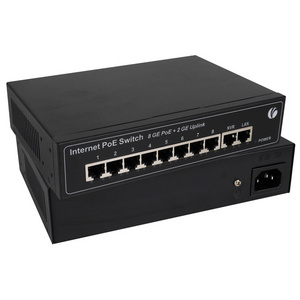 VCOM 8 Ports Ethernet POE Switch 1000Mbps with 2 Gigabit Uplink Network Switcher 10G for CCTV Camera IP Telephone