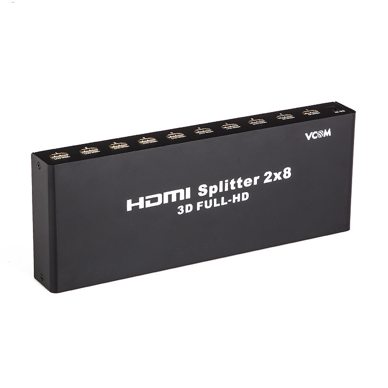 VCOM Computer 2*8 HDMI Splitter Switch Support 1080p 3D Metal Case HDMI Splitter 2 Input 8 Output Video Audio Splitter Switch