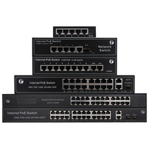 VCOM 4 8 16 24 Ports Ethernet POE Switch 1000Mbps Gigabit with 2 Uplink Network Switcher 10G for CCTV Camera IP Telephone