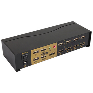 Factory OEM ODM KVM HDMI 4x1 Switch 4K 30Hz with Hotkey Ir Remote Control KVM Switch for Computer