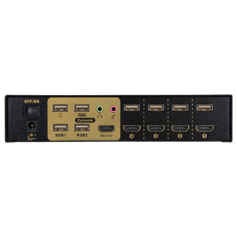 Factory OEM ODM KVM HDMI 4x1 Switch 4K 30Hz with Hotkey Ir Remote Control KVM Switch for Computer