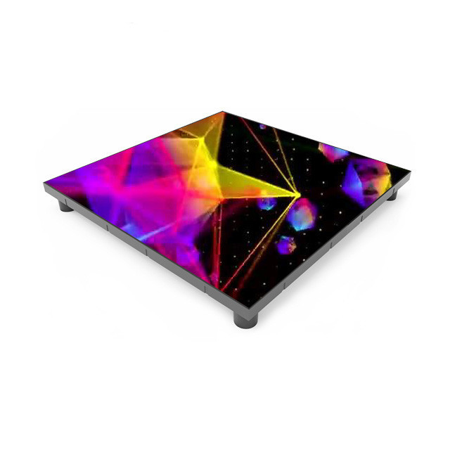 Nightclub dj T show wedding decoration 50x50cm tempered glass waterproof mirror RGB panels mats tiles 3d led dance floor