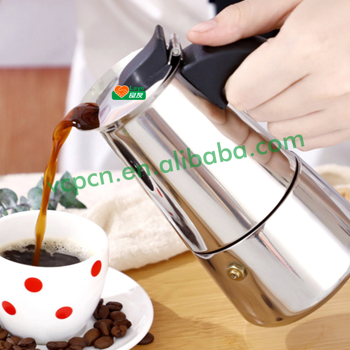 Italian Handmade Stainless Steel Stovetop Espresso Coffee Pot Maker Moka Coffee Filter Percolator Pot Maker