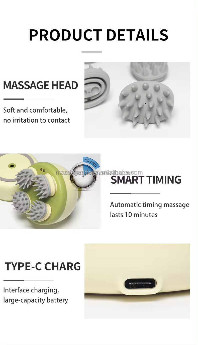 2024 Massager Head Massage Machine Multiple Massage Modes Stress Release Hair Growth Electric Scalp Oil Applicator