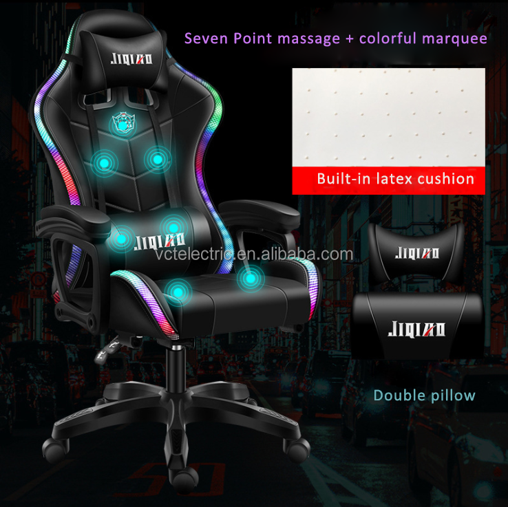 Home office computer desk Z Shaped Large gaming chair and table set gaming table rgb massage music play function PC Gamer