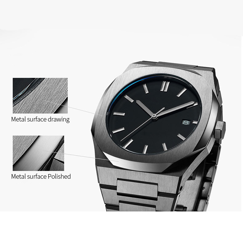 Blank Dial Stainless Steel Back Cover Singapore  Japan Movement  Quartz Watches Black Sr626sw