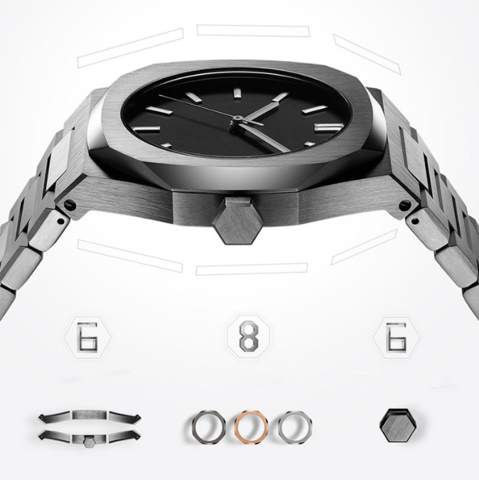 Fashion Luxury Men's Quartz Oem Singapore Movement Watch Brand Your Own Stainless Steel Back