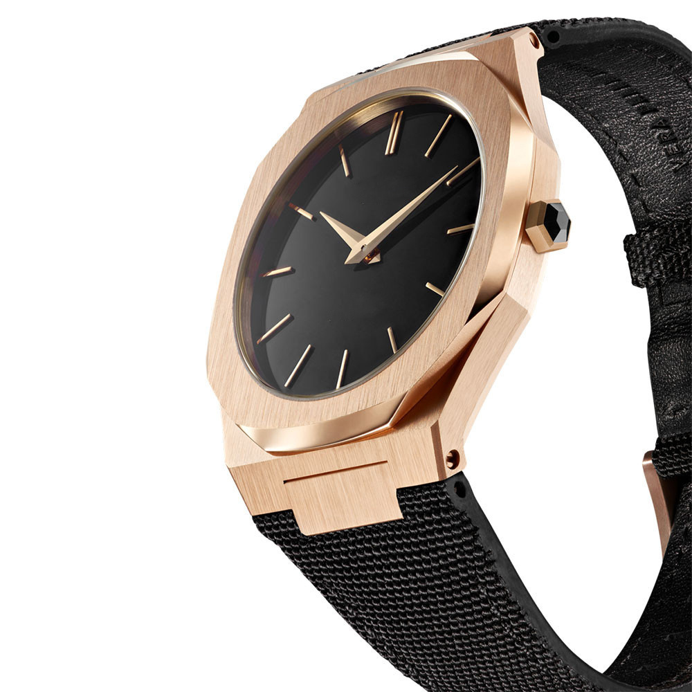 Rose gold plated nylon leather band stainless steel watch case japan movt quartz watch price