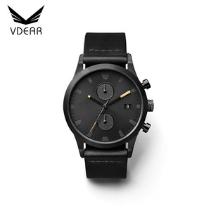 IP black stainless steel back watch case 316l chronograph japan movt watch stainless steel black