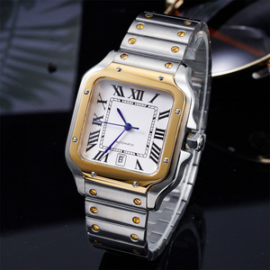 Popular Fashion Designer Square Calendar Steel Straps Custom Brand Quartz Watch Man Luxury Horloge