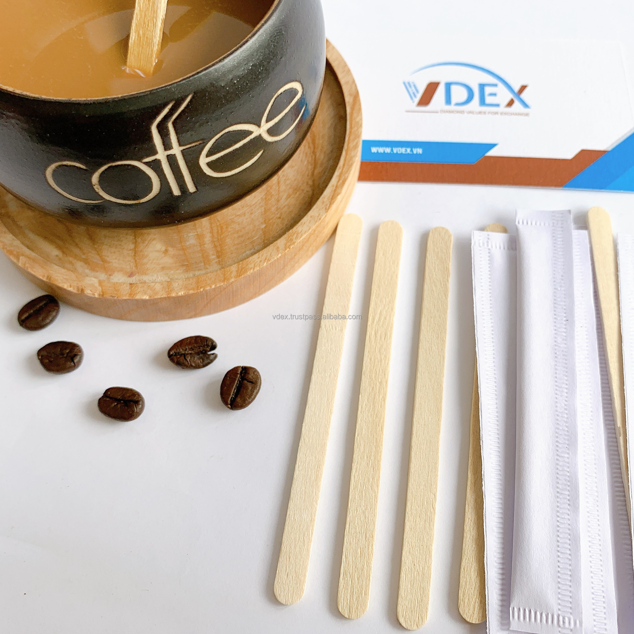 Vdex Wholesale Food Grade Wooden Tea Mixer Coffee Sticks Stirrers Cocktail Drink Swizzle Stick Wood Wedding Mix Stick Disposable