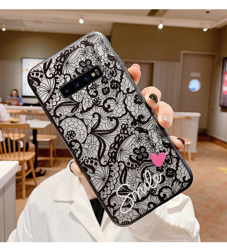 New Sexy Lace Pattern Printed Plastic Case For Samsung S7 S8 S9 S10 S10 S20 S21 S22 S23 Note 8 9 10 20 Plus Ultra Pro Lite Case