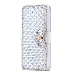 3D Handmade Crystal Bling Shiny Rhinestone Diamond PU Leather Case For iphone Series Cell Phone Case