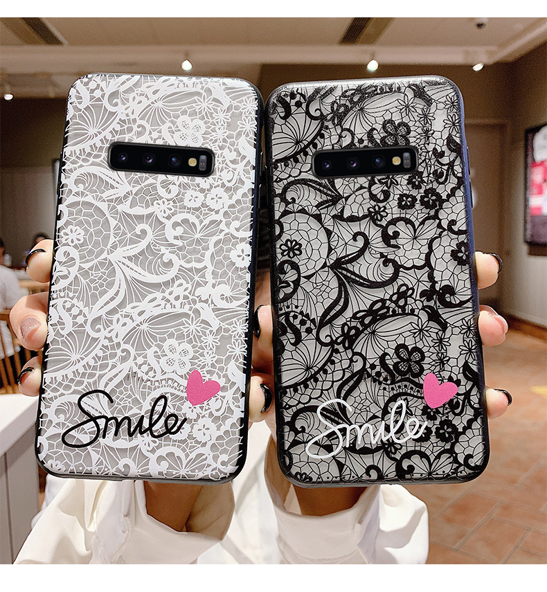 New Sexy Lace Pattern Printed Plastic Case For Samsung S7 S8 S9 S10 S10 S20 S21 S22 S23 Note 8 9 10 20 Plus Ultra Pro Lite Case