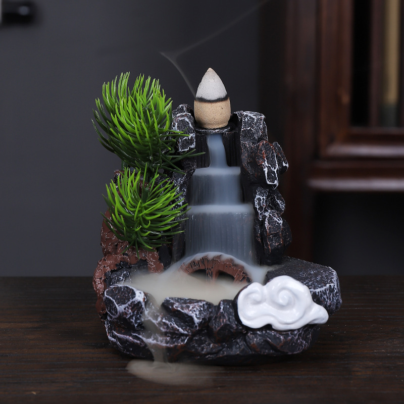 Home Decor Yoga Spa Meditation Natural Aromatherapy Resin Backflow Incense Holder Handmade Waterfall Incense Burner