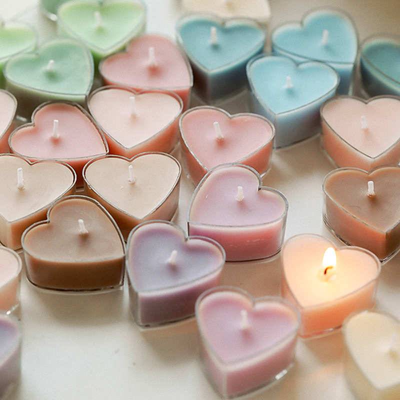 Handmade Heart Tea Candles Jars Mini Love Heart Soy Wax Scented Candles For Home Wedding Decor Accessories