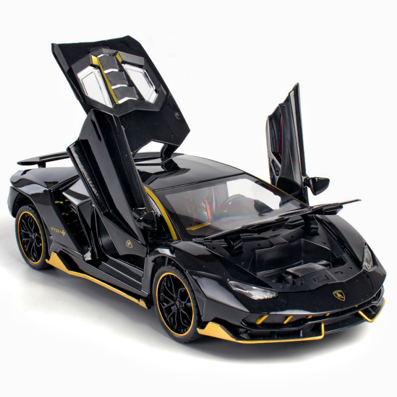 diecast model car 1:24 Lambor 770 supercar with sound and light pullback doors open decorate ornament metal car model toys